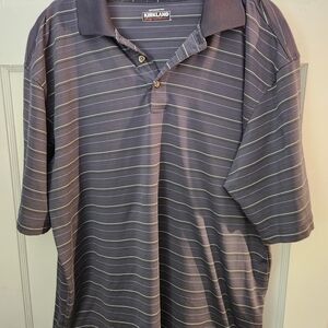 Kirkland Signature Men's Polo Shirt in Dark Gray with Light Stripes